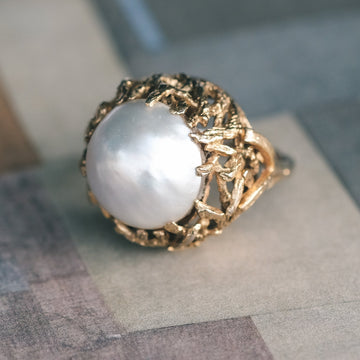 Brutalist Mabé Pearl Ring - Lost Owl Jewelry