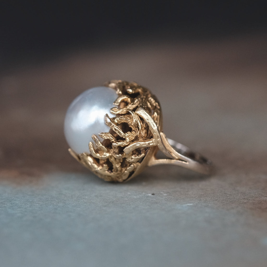 Brutalist Mabé Pearl Ring - Lost Owl Jewelry