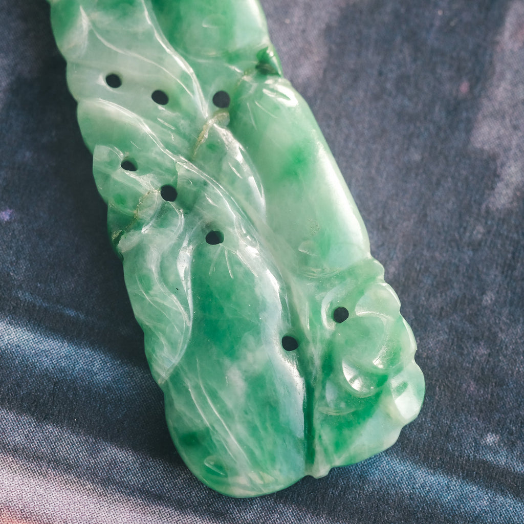 Carved Jade Aubergine Pendant - Lost Owl Jewelry