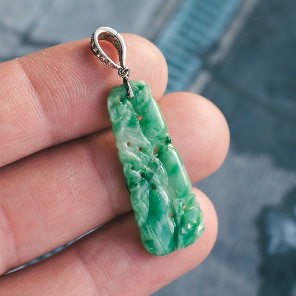 Carved Jade Aubergine Pendant - Lost Owl Jewelry