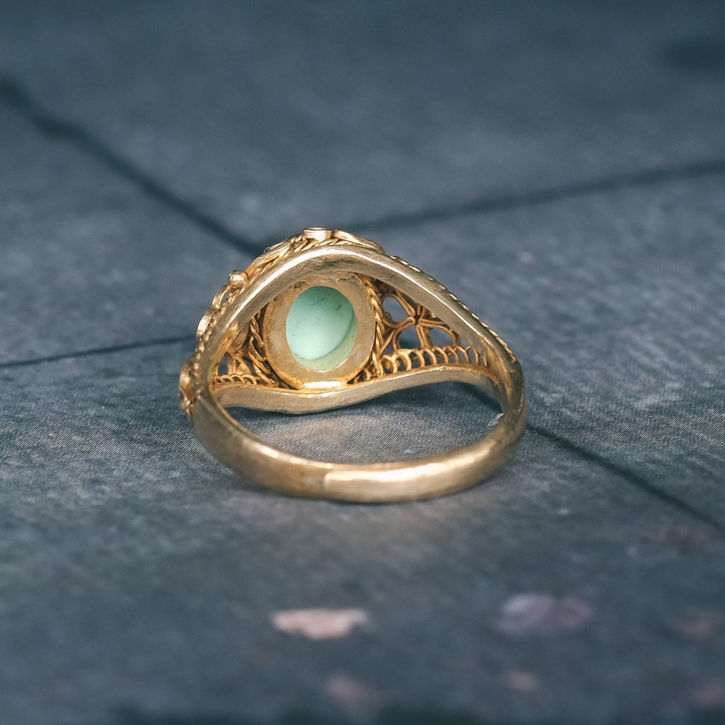 Chinese Turquoise Filigree Ring - Lost Owl Jewelry