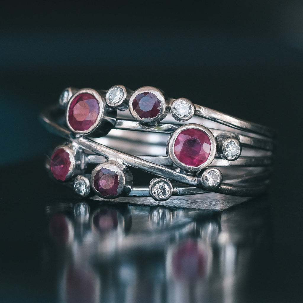 Contemporary Ruby & Diamond Bubble Ring - Lost Owl Jewelry