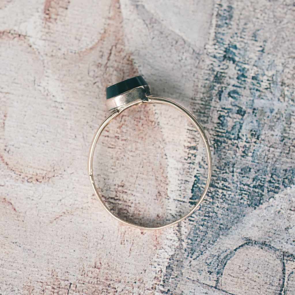 Early Victorian Bloodstone Signet Ring - Lost Owl Jewelry