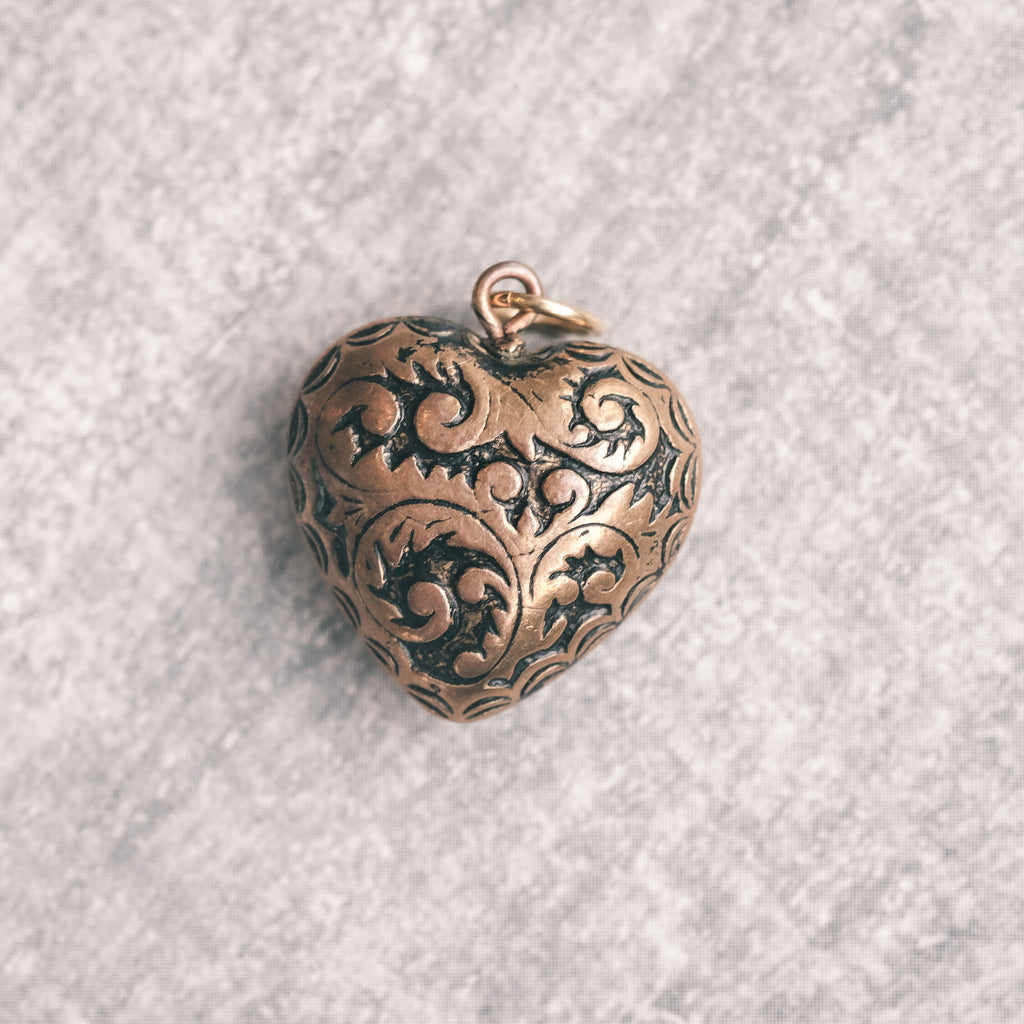 Early Victorian Carved Heart Pendant - Lost Owl Jewelry