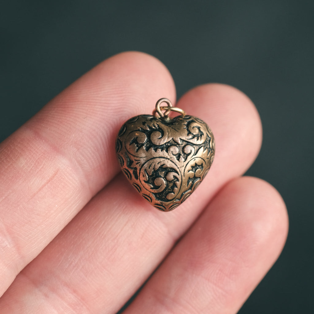 Early Victorian Carved Heart Pendant - Lost Owl Jewelry