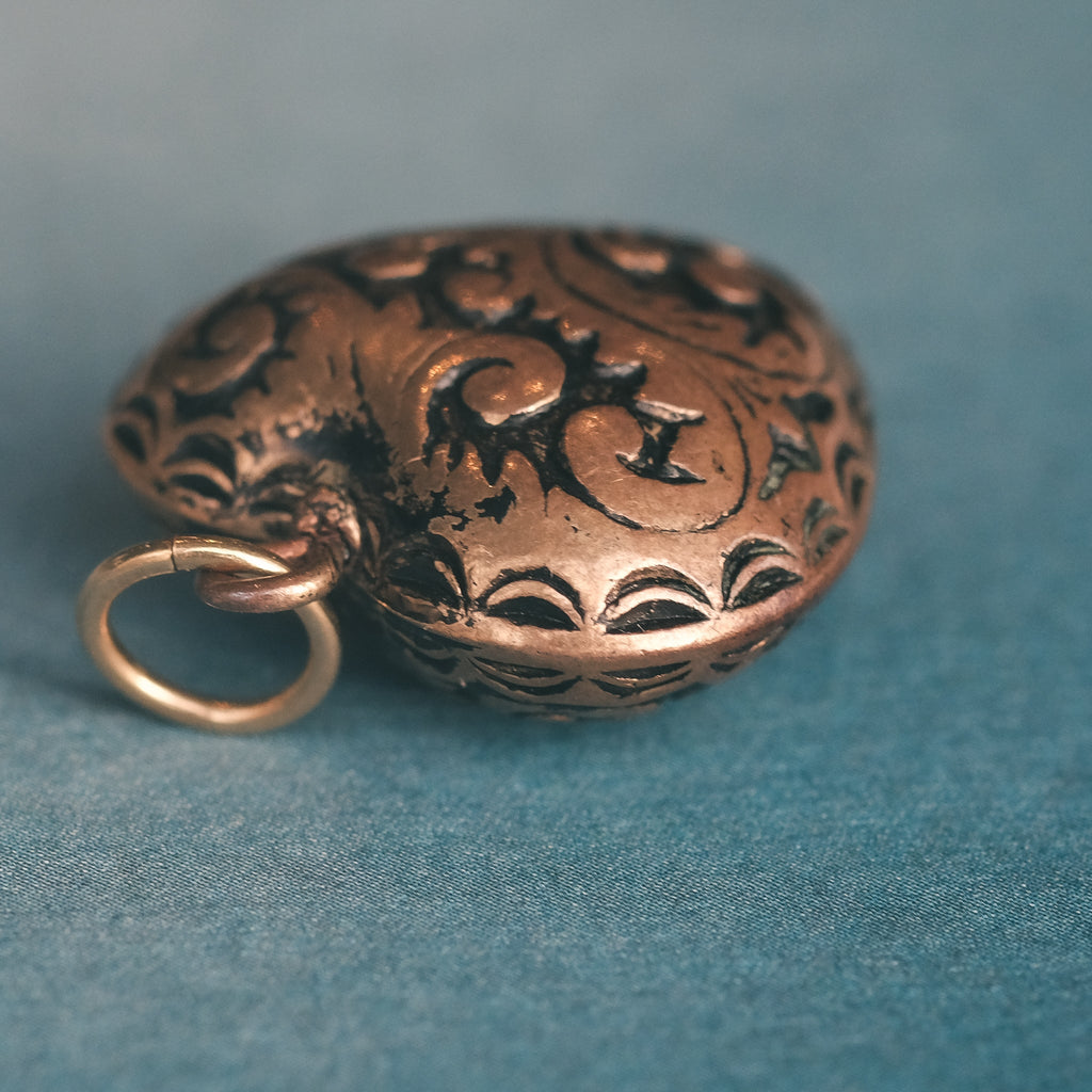 Early Victorian Carved Heart Pendant - Lost Owl Jewelry