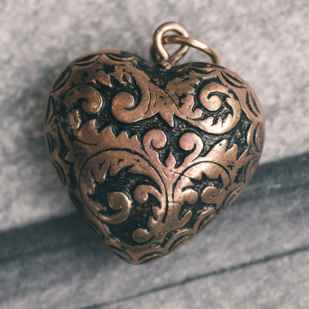 Early Victorian Carved Heart Pendant - Lost Owl Jewelry