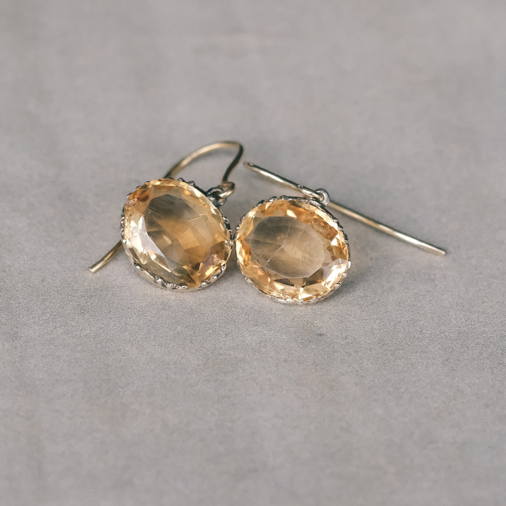 Early Victorian Citrine Earrings - Lost Owl Jewelry