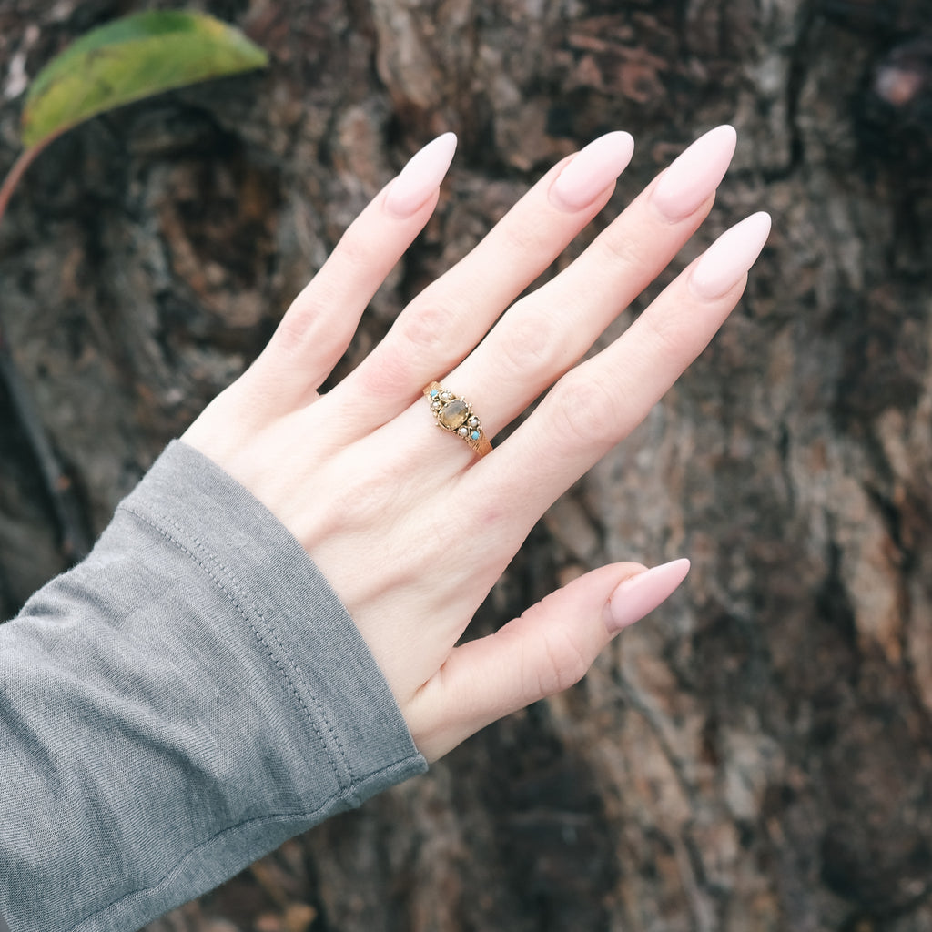 Early Victorian Multigem Ring - Lost Owl Jewelry