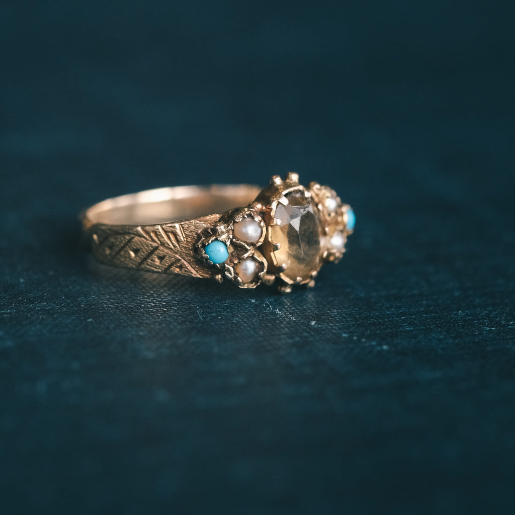 Early Victorian Multigem Ring - Lost Owl Jewelry