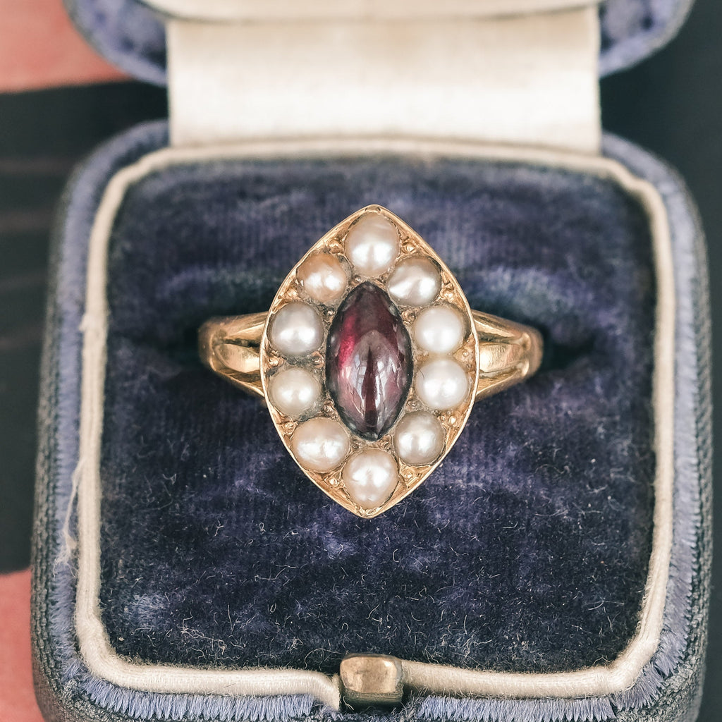 Early Victorian Navette Ring - Lost Owl Jewelry