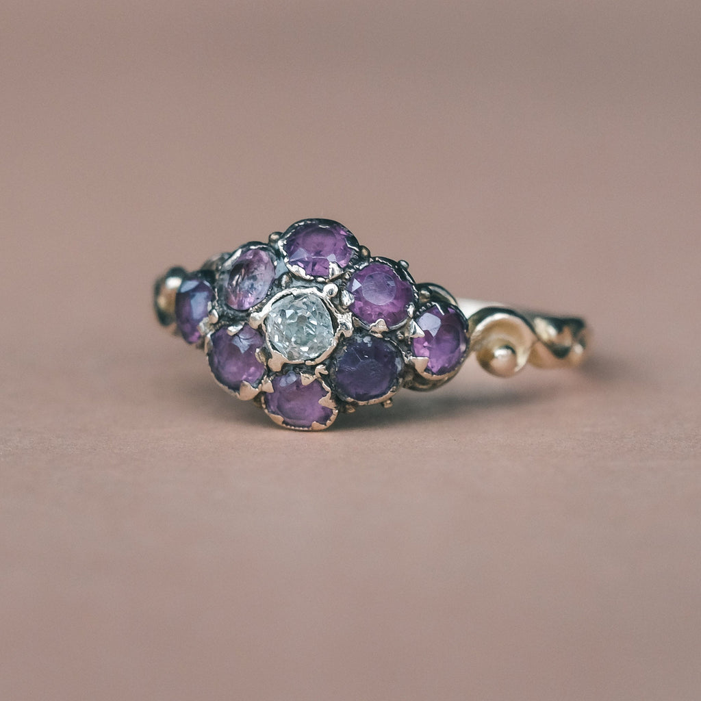 Early Victorian Pink Cluster Ring - Lost Owl Jewelry