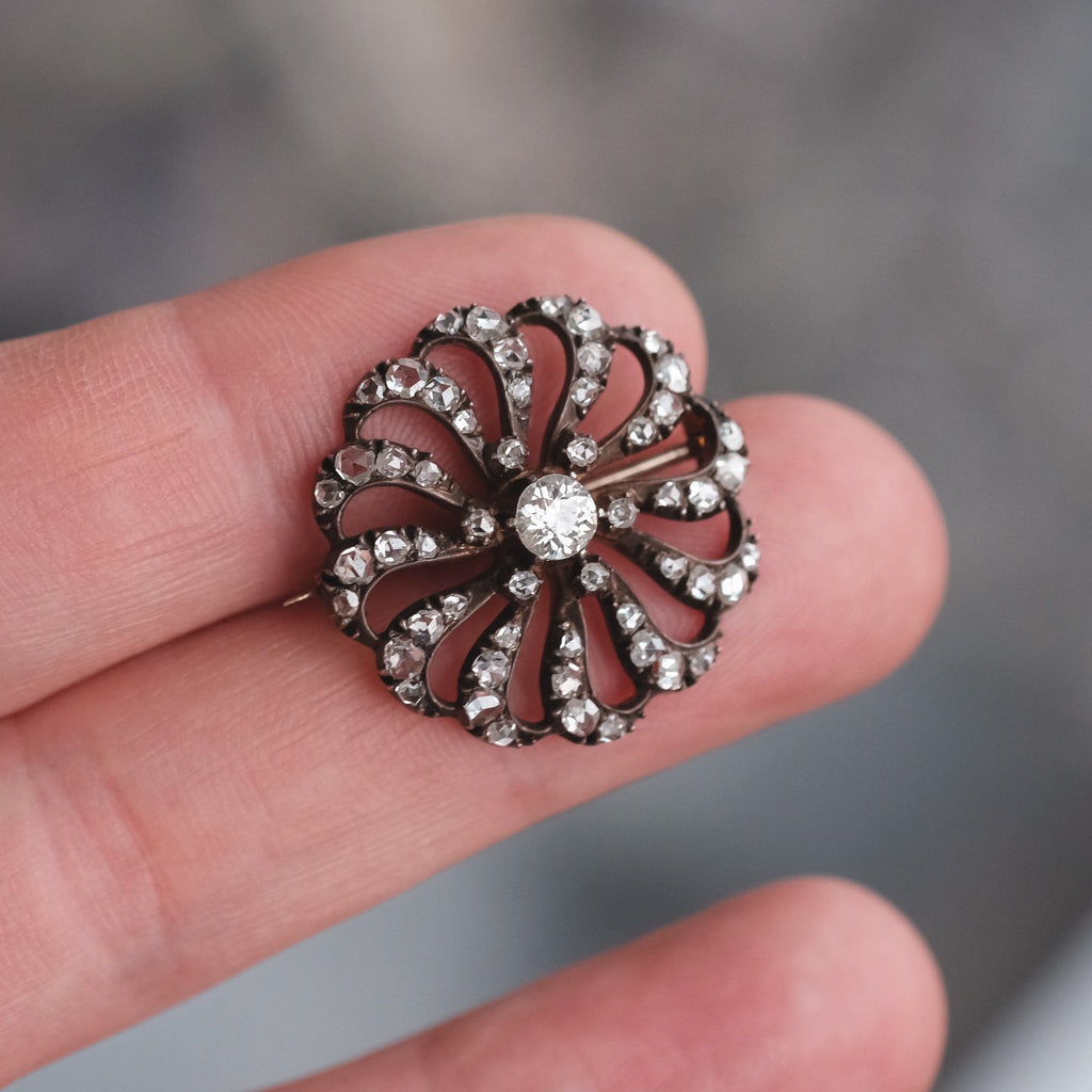 Early Victorian Starburst Brooch - Lost Owl Jewelry