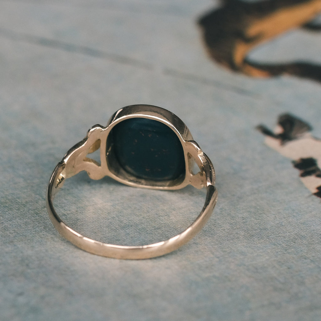 Edwardian 18ct Gold Bloodstone Signet Ring - Lost Owl Jewelry