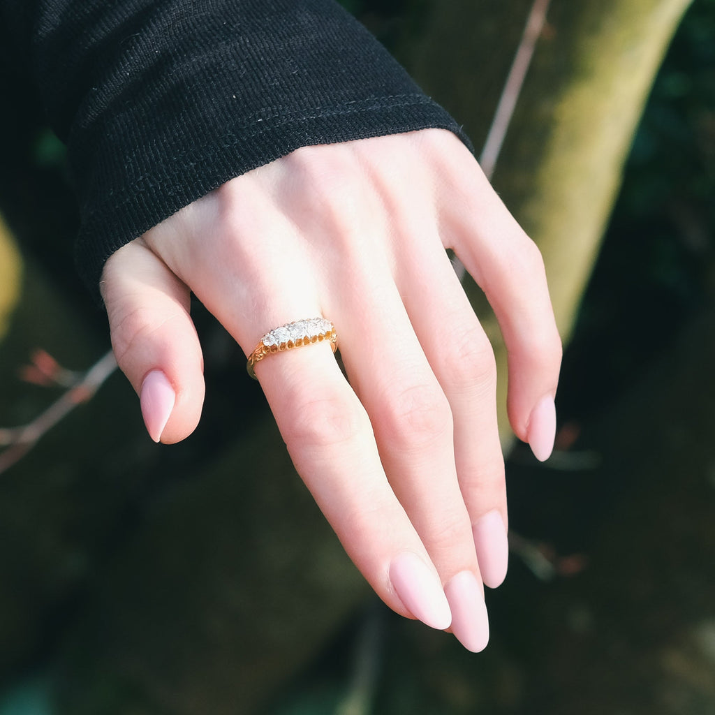 Edwardian 5 - Stone Belcher Ring - Lost Owl Jewelry