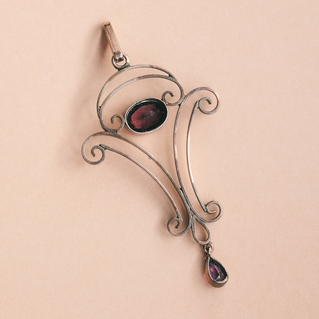 Edwardian Amethyst Lavaliere Pendant - Lost Owl Jewelry