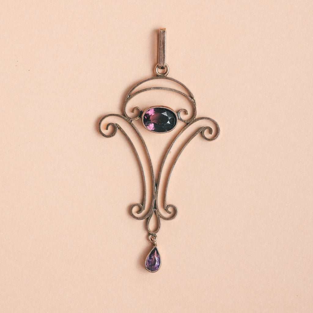 Edwardian Amethyst Lavaliere Pendant - Lost Owl Jewelry