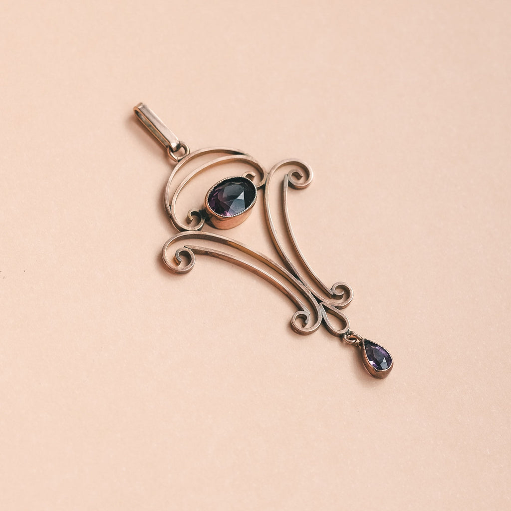 Edwardian Amethyst Lavaliere Pendant - Lost Owl Jewelry