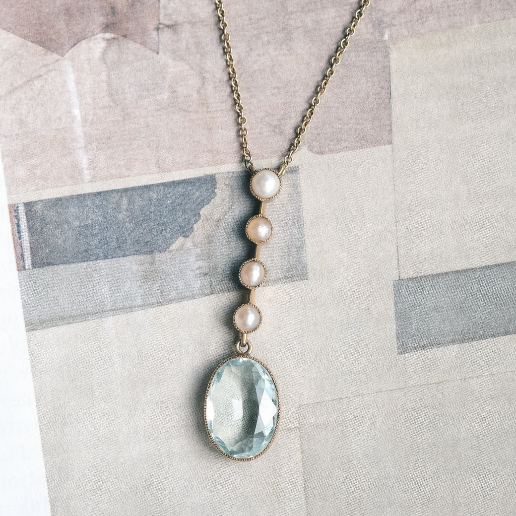 Edwardian Aquamarine & Pearl Necklace - Lost Owl Jewelry