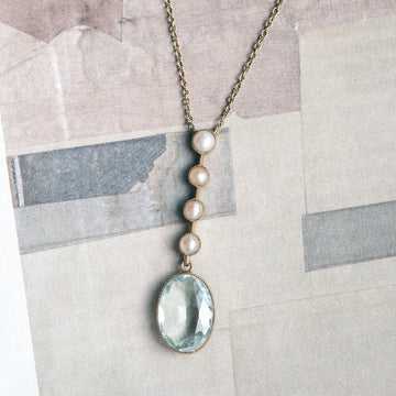 Edwardian Aquamarine & Pearl Necklace - Lost Owl Jewelry