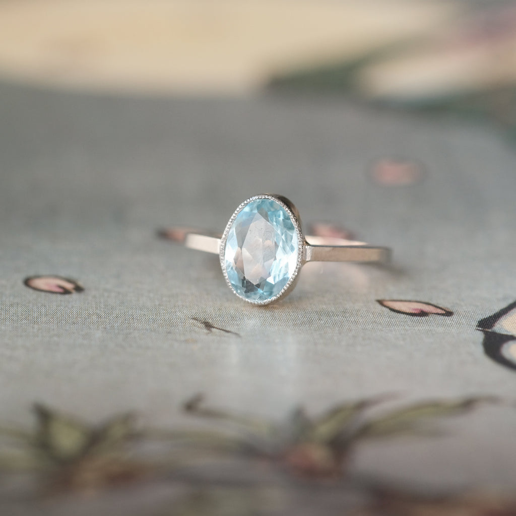 Edwardian Aquamarine Ring - Lost Owl Jewelry