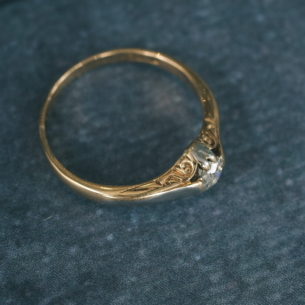 Edwardian Bimetal Solitaire Ring - Lost Owl Jewelry