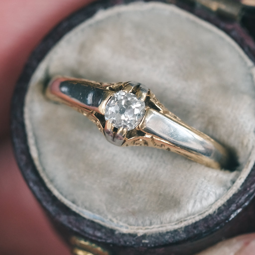 Edwardian Bimetal Solitaire Ring - Lost Owl Jewelry