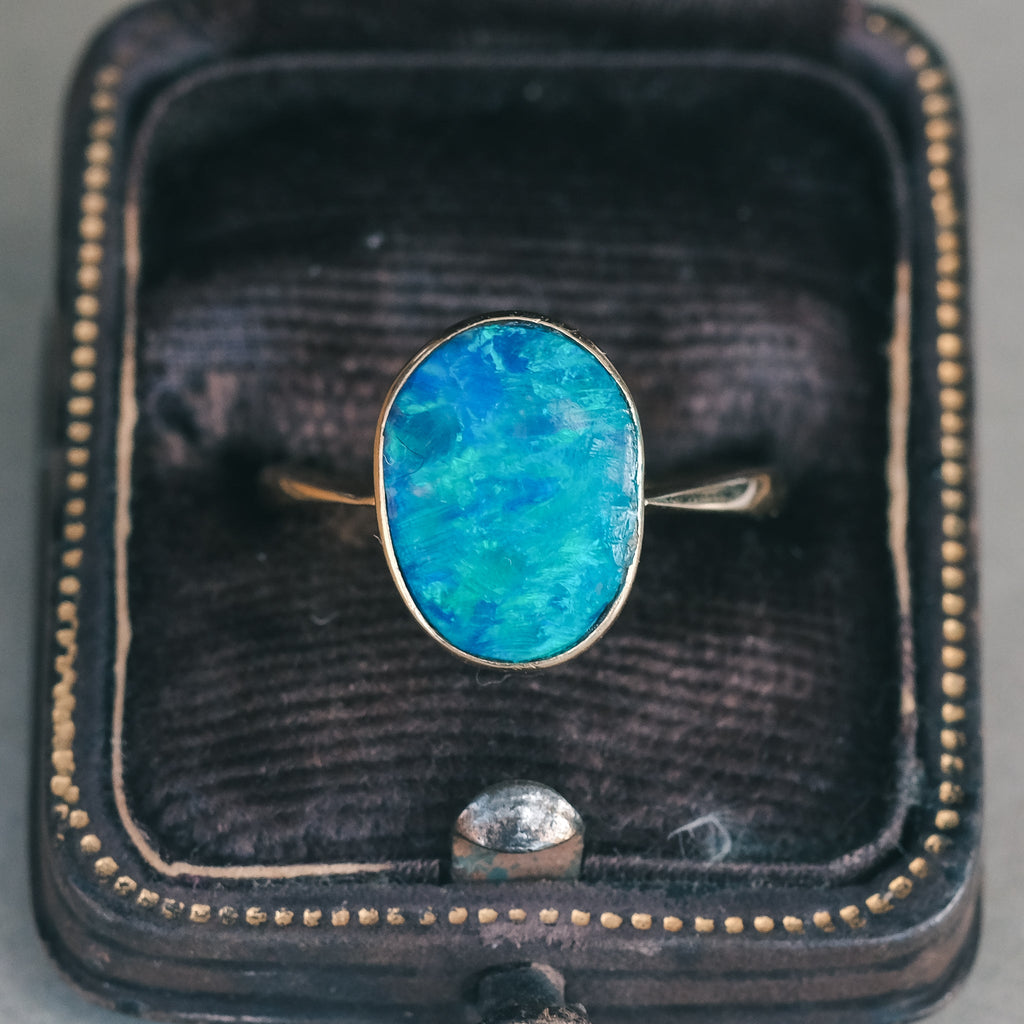 Edwardian Black Opal Ring - Lost Owl Jewelry