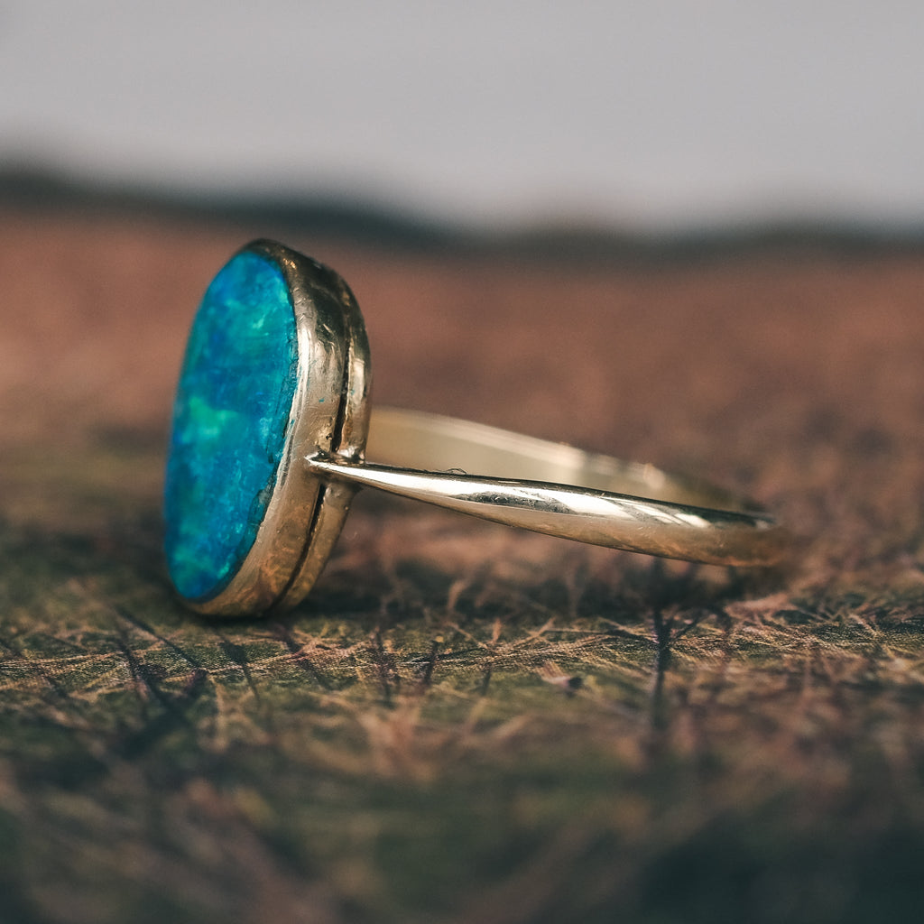 Edwardian Black Opal Ring - Lost Owl Jewelry