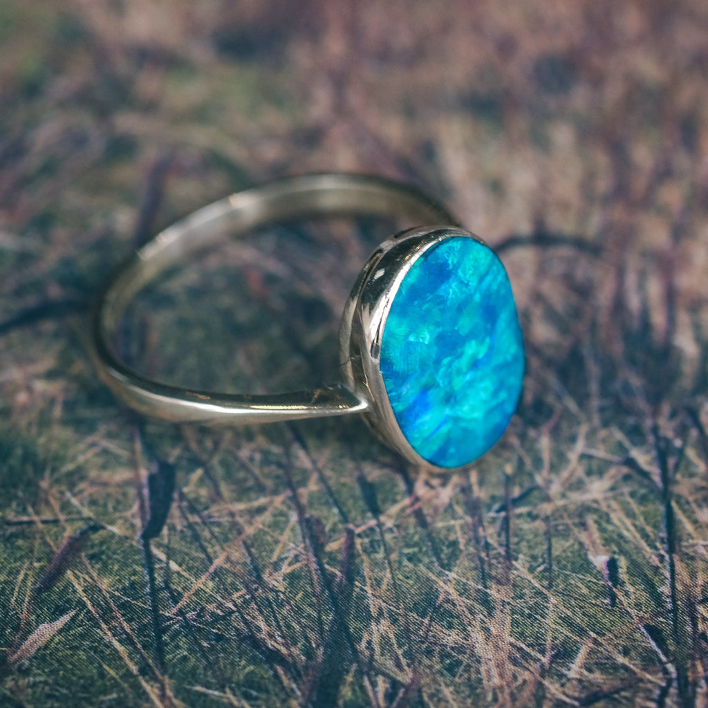 Edwardian Black Opal Ring - Lost Owl Jewelry