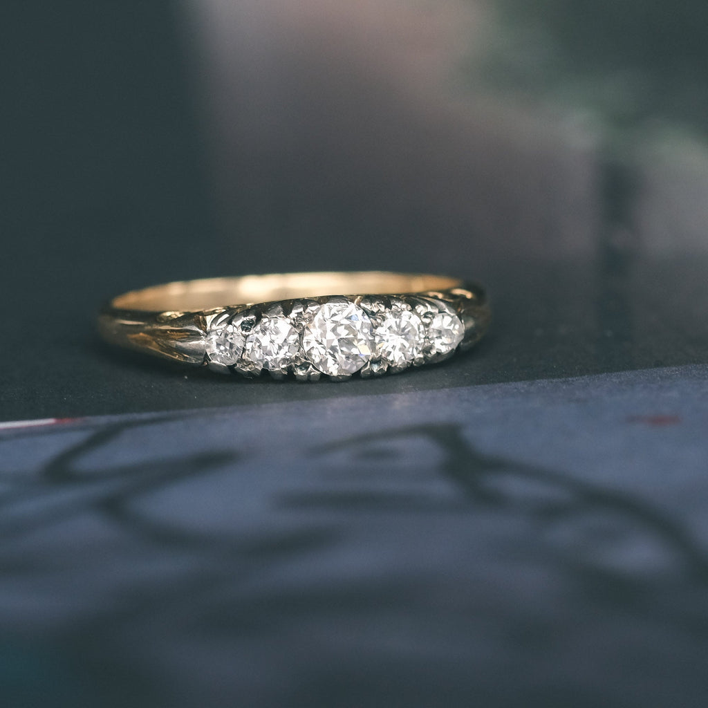 Edwardian Carved Navette Ring - Lost Owl Jewelry