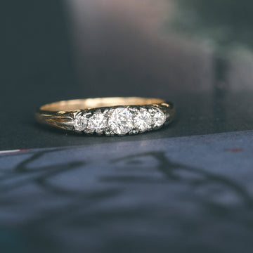 Edwardian Carved Navette Ring - Lost Owl Jewelry