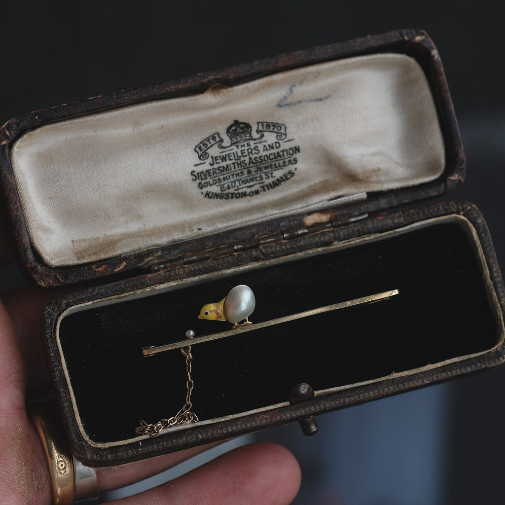 Edwardian Chicken & Egg Brooch - Lost Owl Jewelry