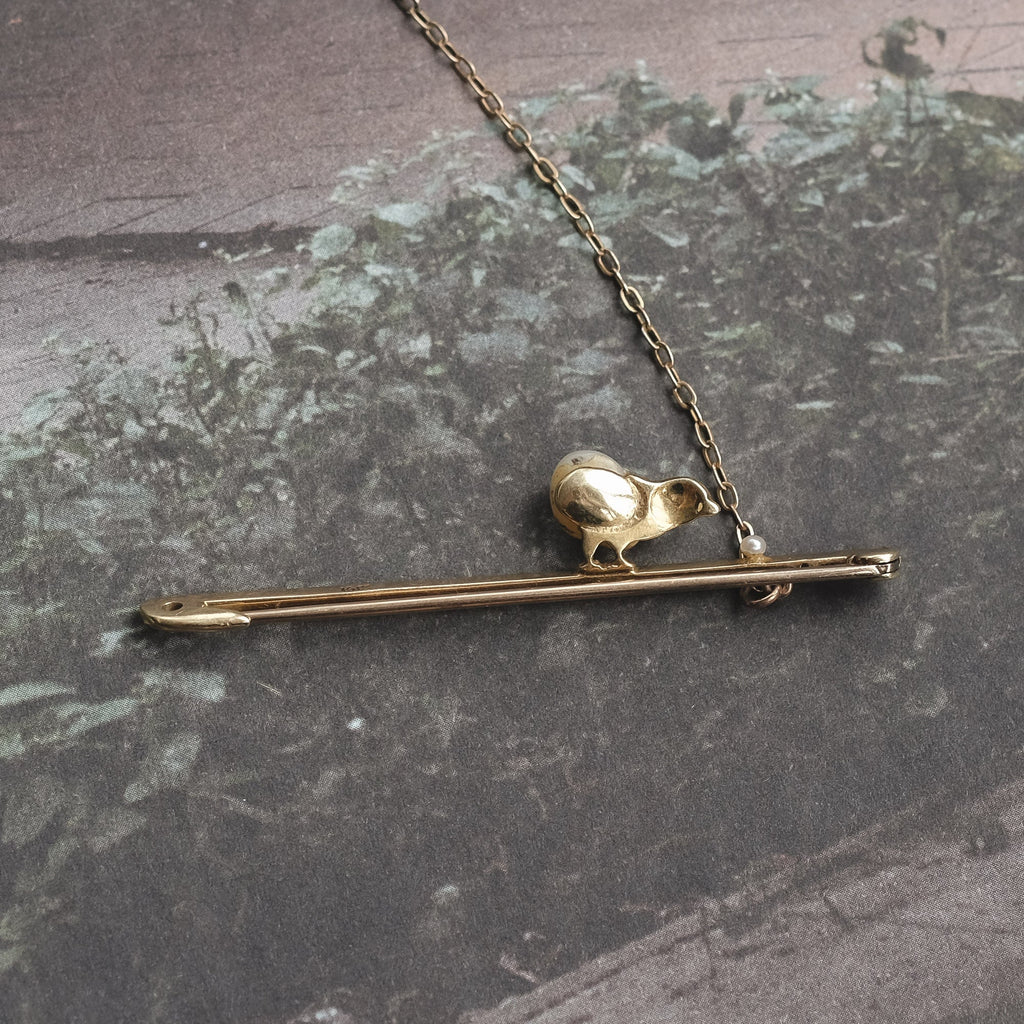 Edwardian Chicken & Egg Brooch - Lost Owl Jewelry