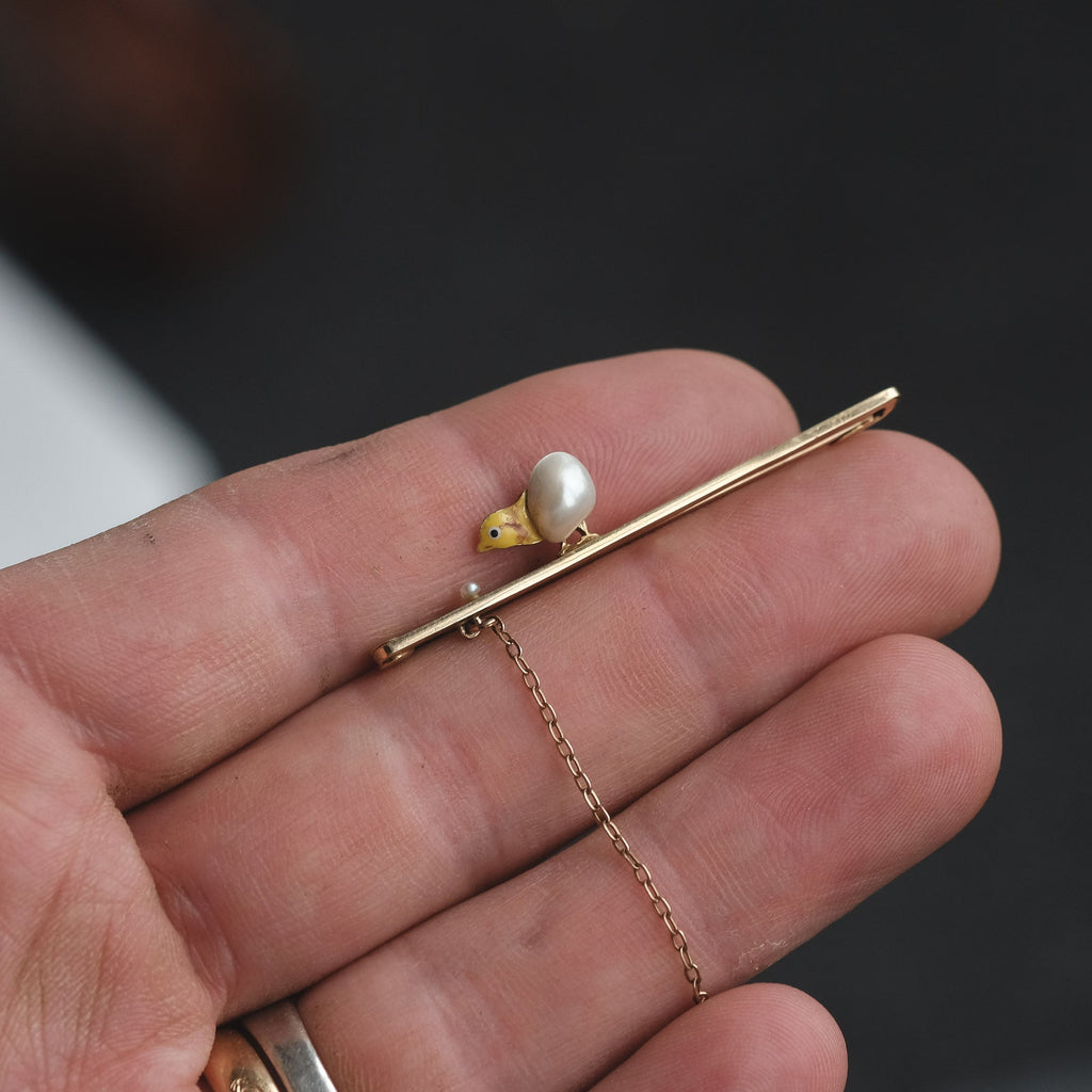 Edwardian Chicken & Egg Brooch - Lost Owl Jewelry