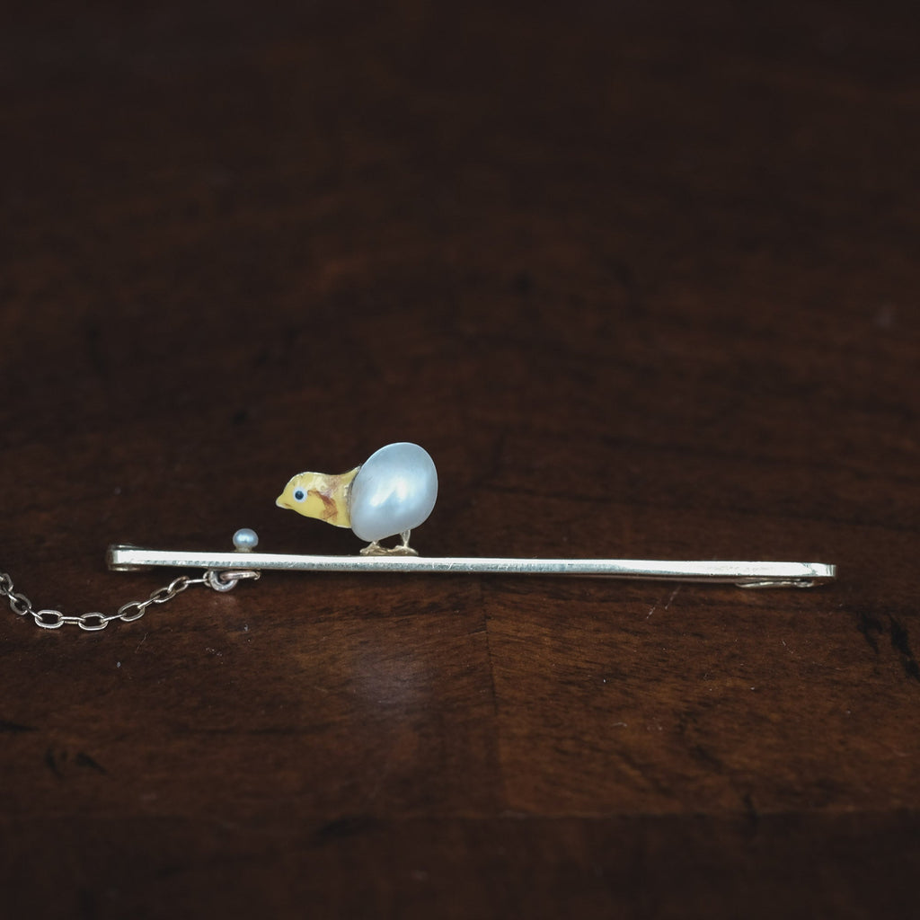 Edwardian Chicken & Egg Brooch - Lost Owl Jewelry