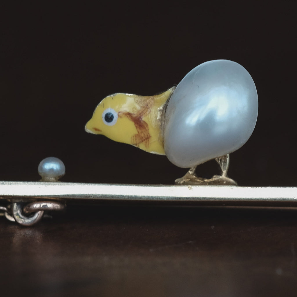 Edwardian Chicken & Egg Brooch - Lost Owl Jewelry