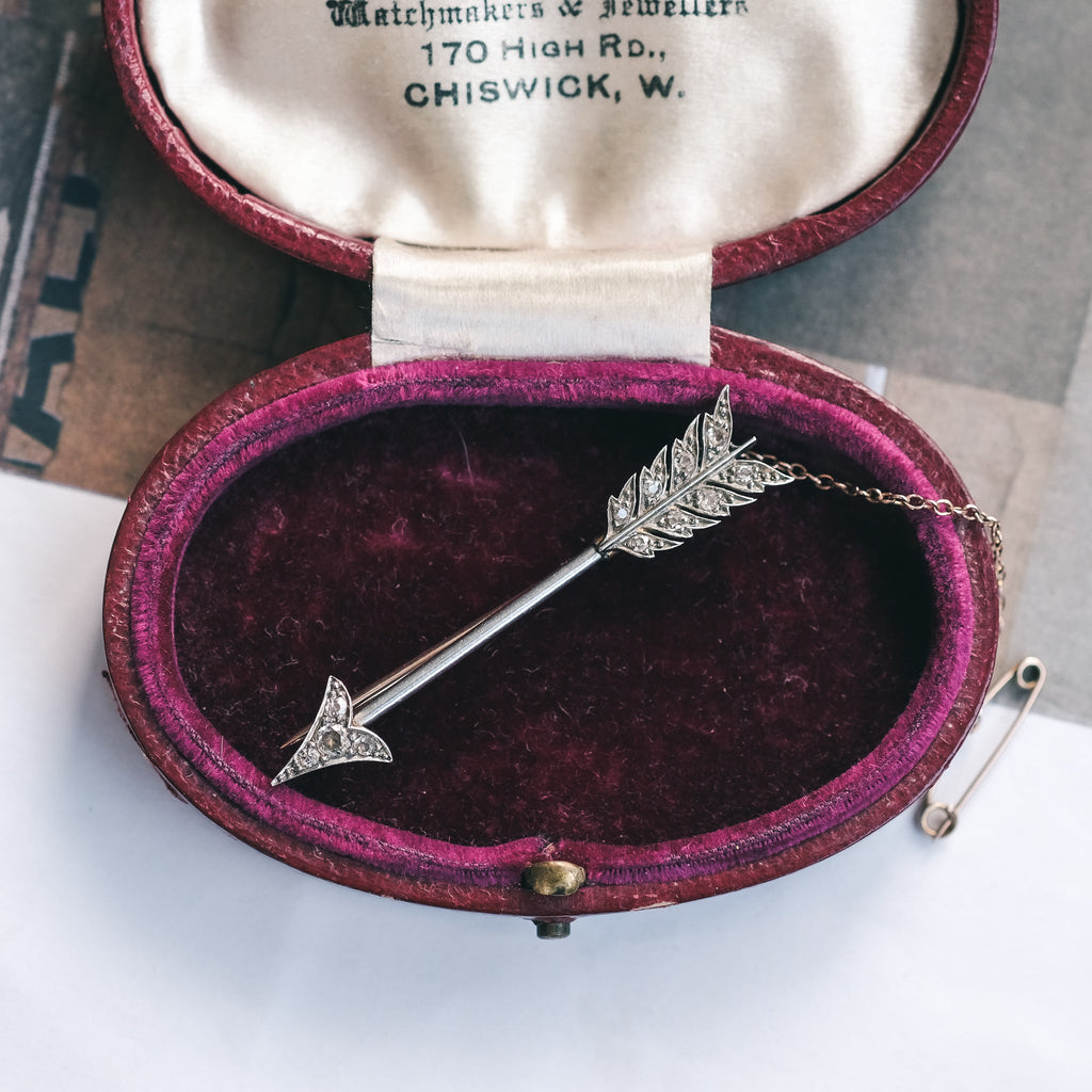 Edwardian Diamond Arrow Brooch - Lost Owl Jewelry