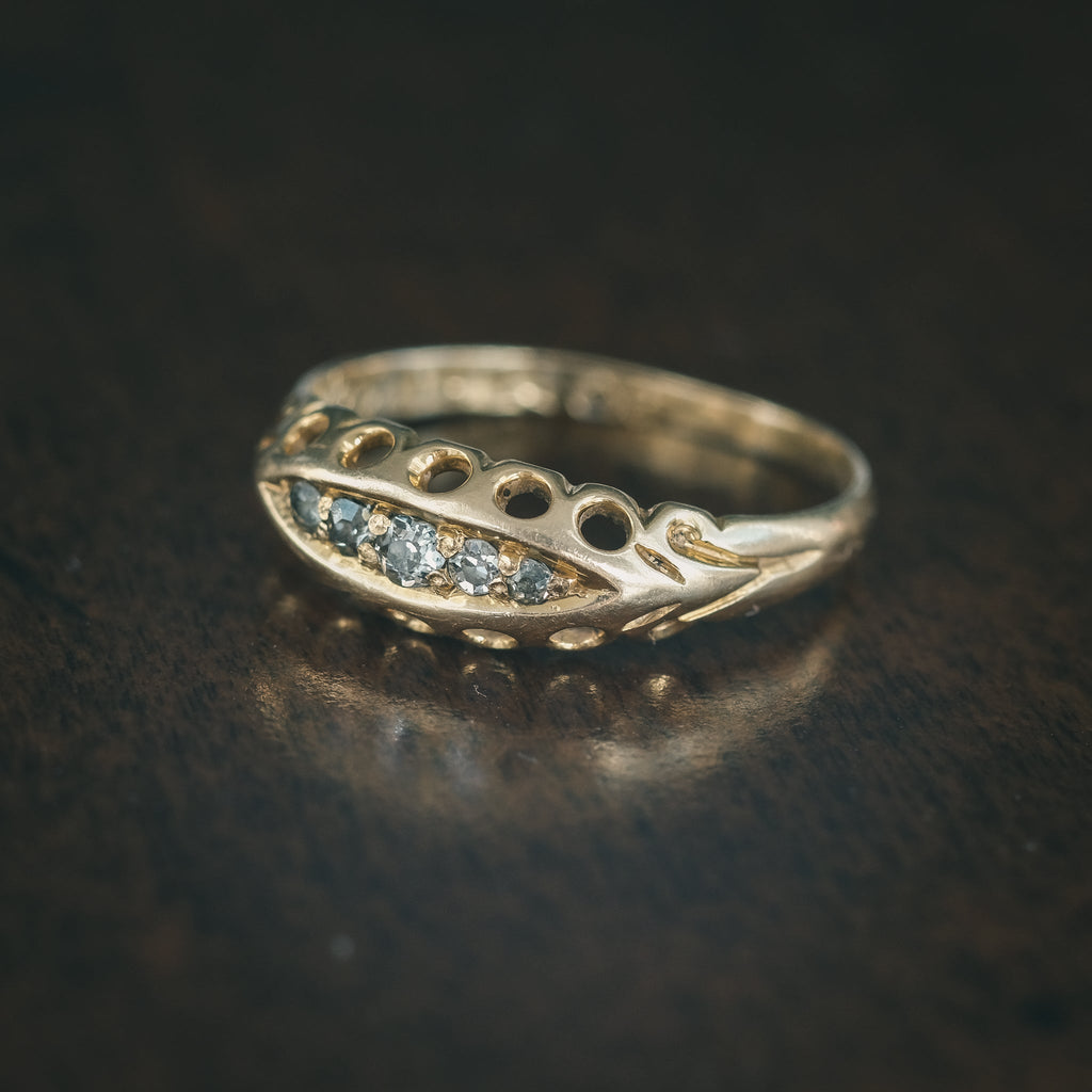 Edwardian Diamond Boat Ring - Lost Owl Jewelry