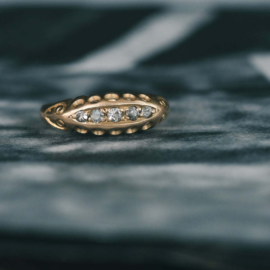 Edwardian Diamond Boat Ring - Lost Owl Jewelry