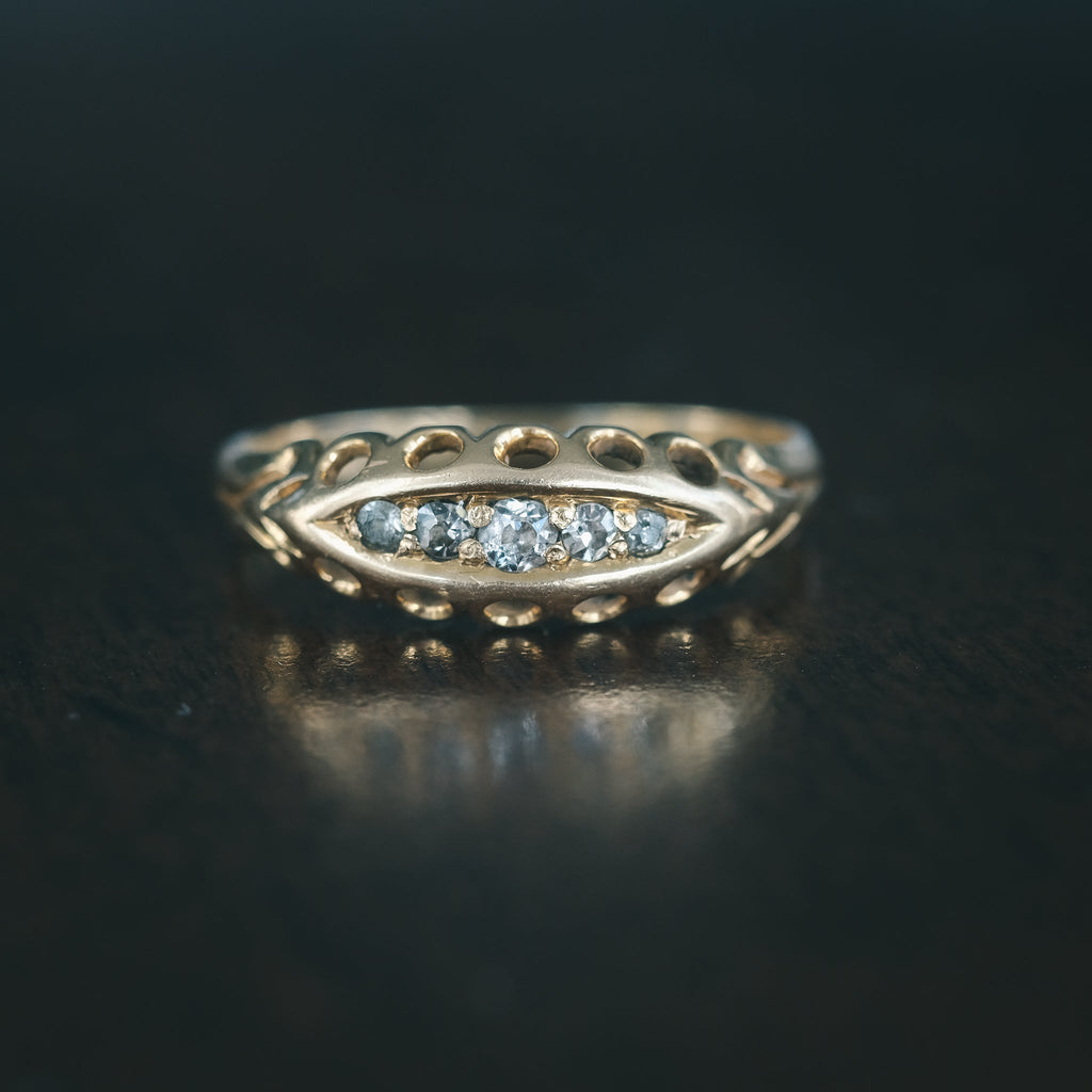 Edwardian Diamond Boat Ring - Lost Owl Jewelry