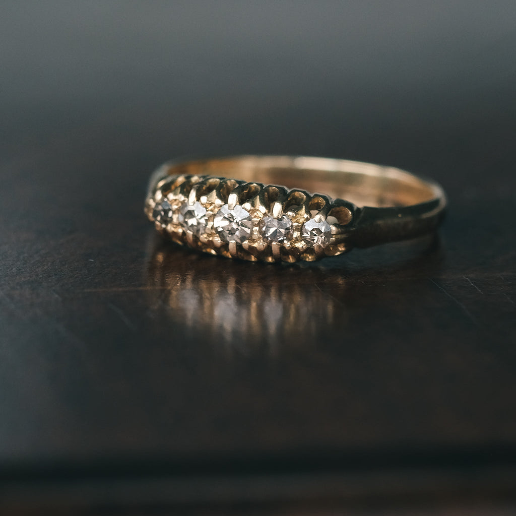 Edwardian Diamond Boat Ring - Lost Owl Jewelry