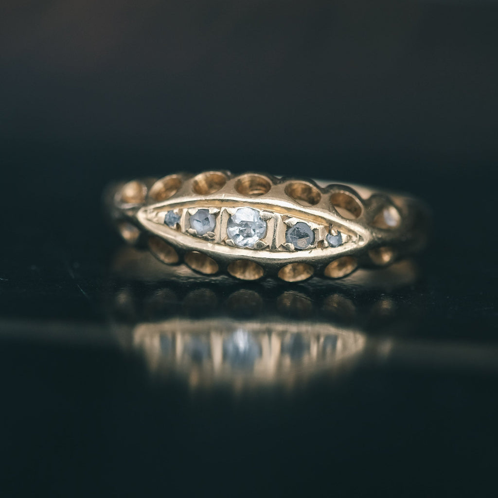 Edwardian Diamond Boat Ring - Lost Owl Jewelry