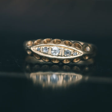 Edwardian Diamond Boat Ring - Lost Owl Jewelry