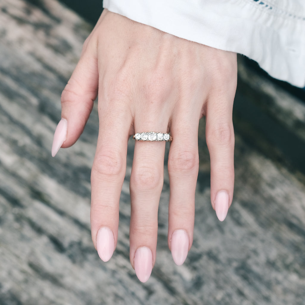 Edwardian Diamond Boat Ring - Lost Owl Jewelry