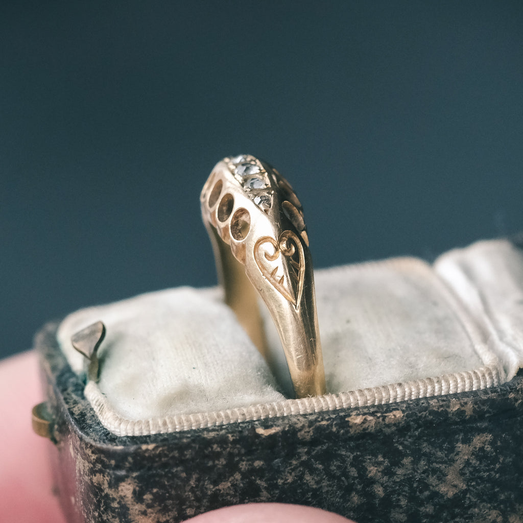 Edwardian Diamond Boat Ring - Lost Owl Jewelry