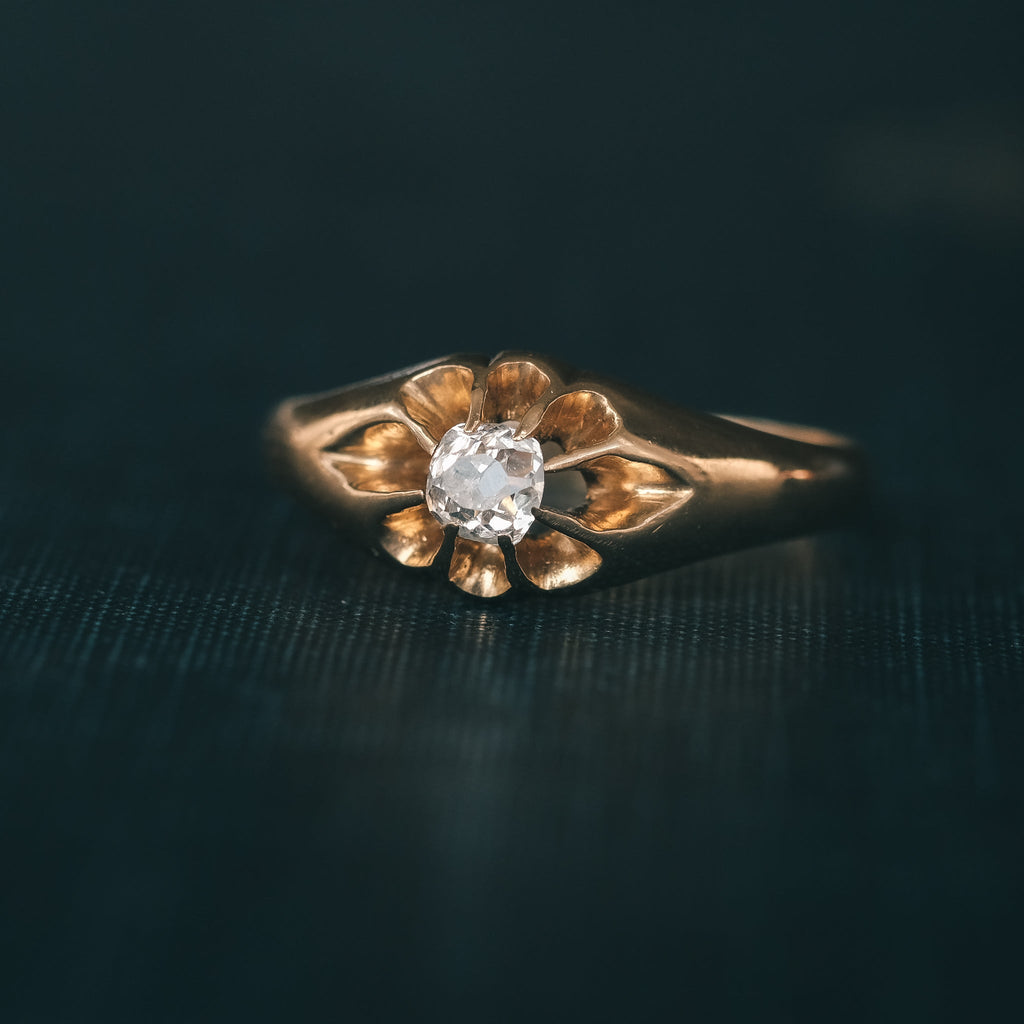 Edwardian Diamond Buttercup Ring - Lost Owl Jewelry