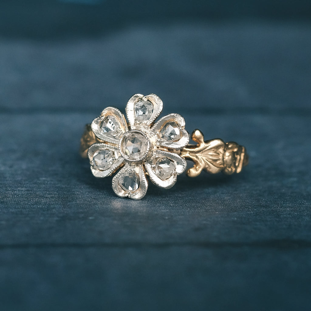 Edwardian Diamond Flower Ring - Lost Owl Jewelry