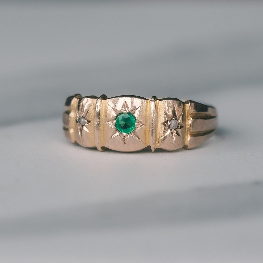 Edwardian Emerald & Diamond Star Band - Lost Owl Jewelry