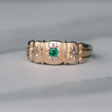 Edwardian Emerald & Diamond Star Band - Lost Owl Jewelry